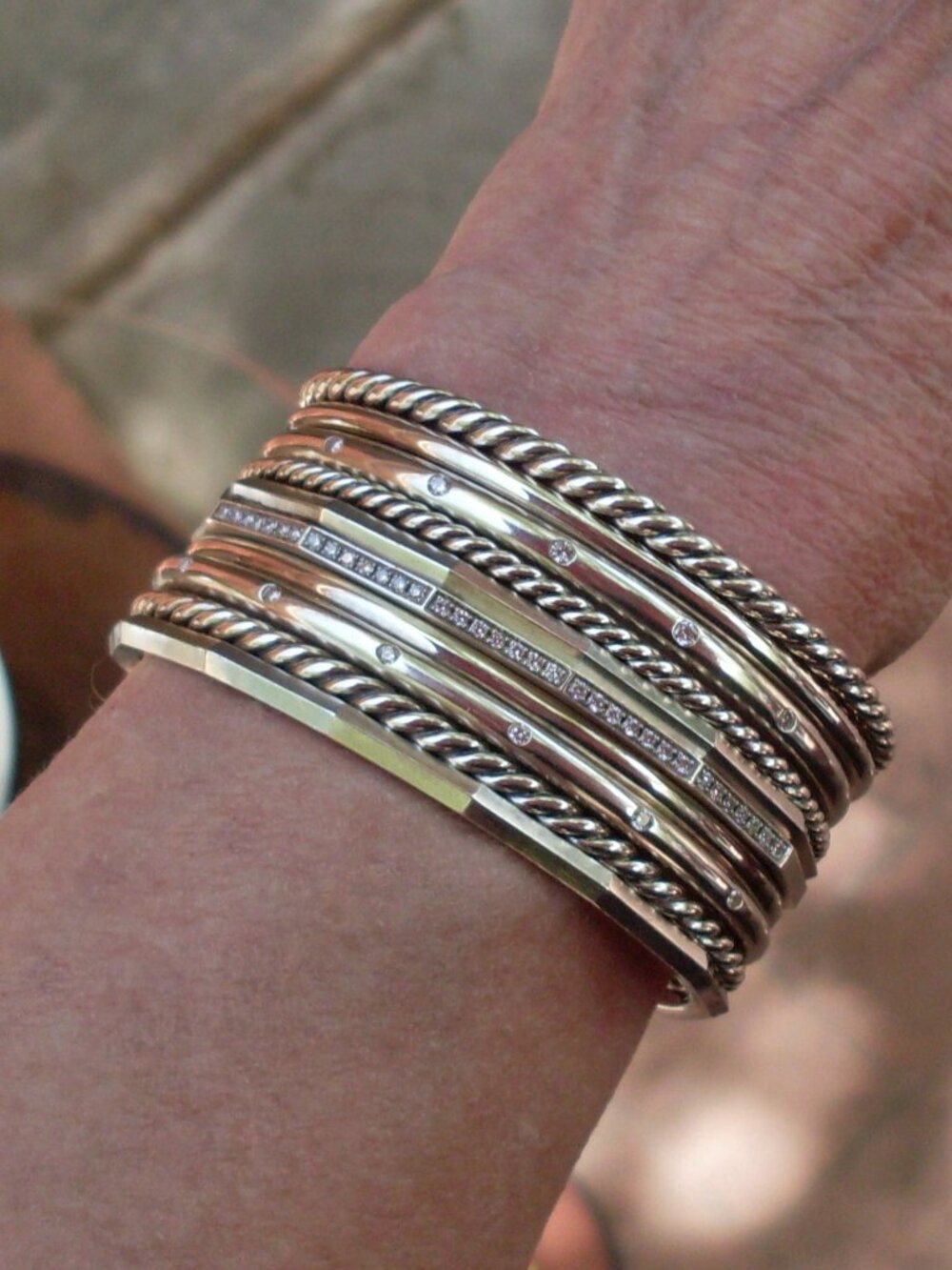 Recently Retired David Yurman 10 Row Stax Cuff w/Diamonds - 925 - Gift Boxed - Picture 3 of 13